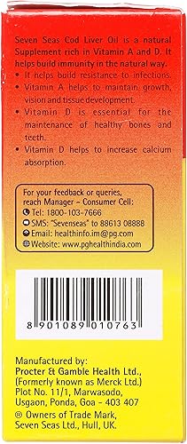 Miniatura 4 de Seacod Cápsulas de aceite de hígado de bacalao, ácidos grasos omega-3, vitamina A, vitamina D 100 cápsulas
