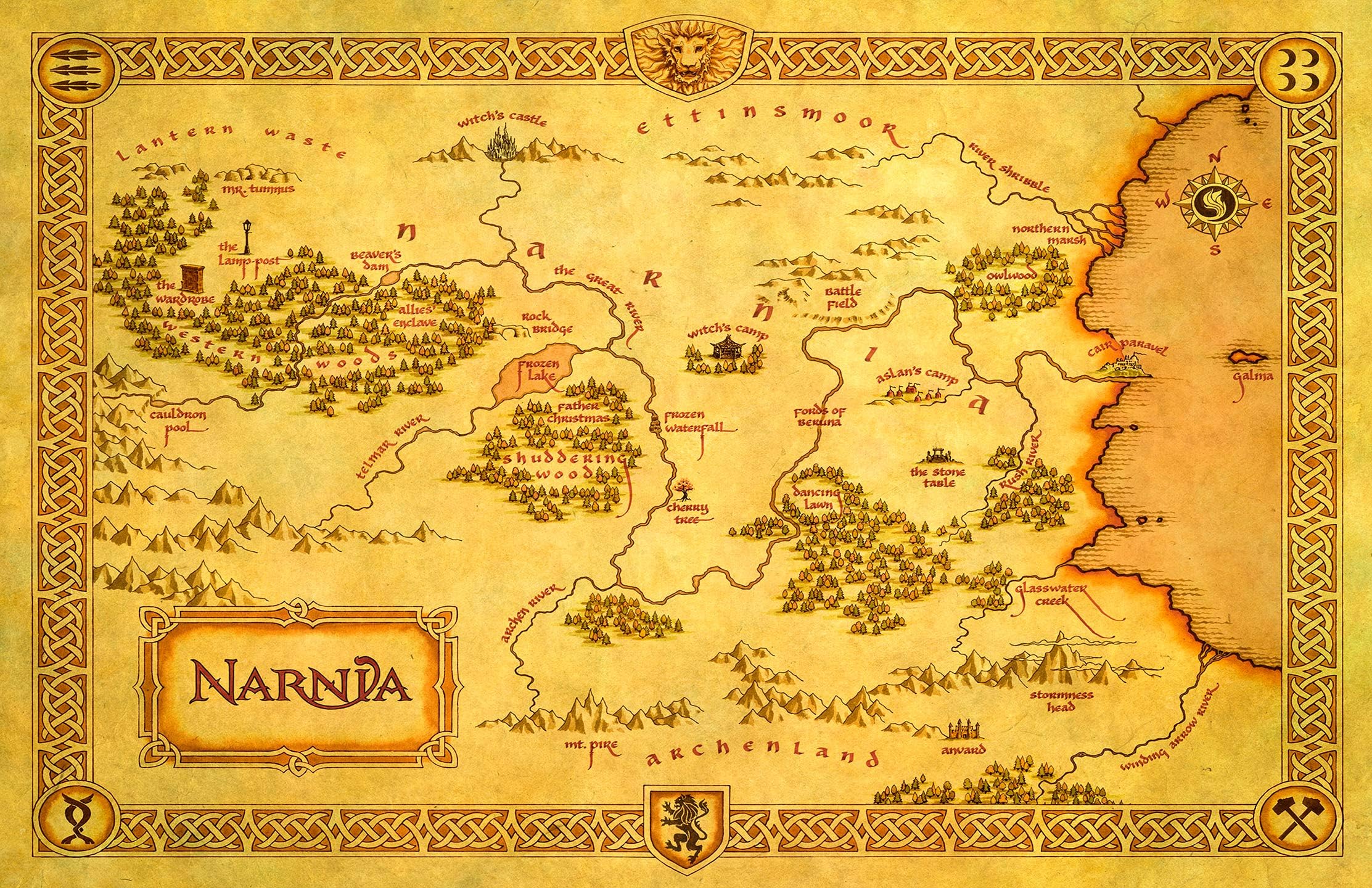Narnia Map from The Chronicles of Narnia: The Lion, The Witch and The Wardrobe Home Decor Fantasy Poster Print (11x17 inches)