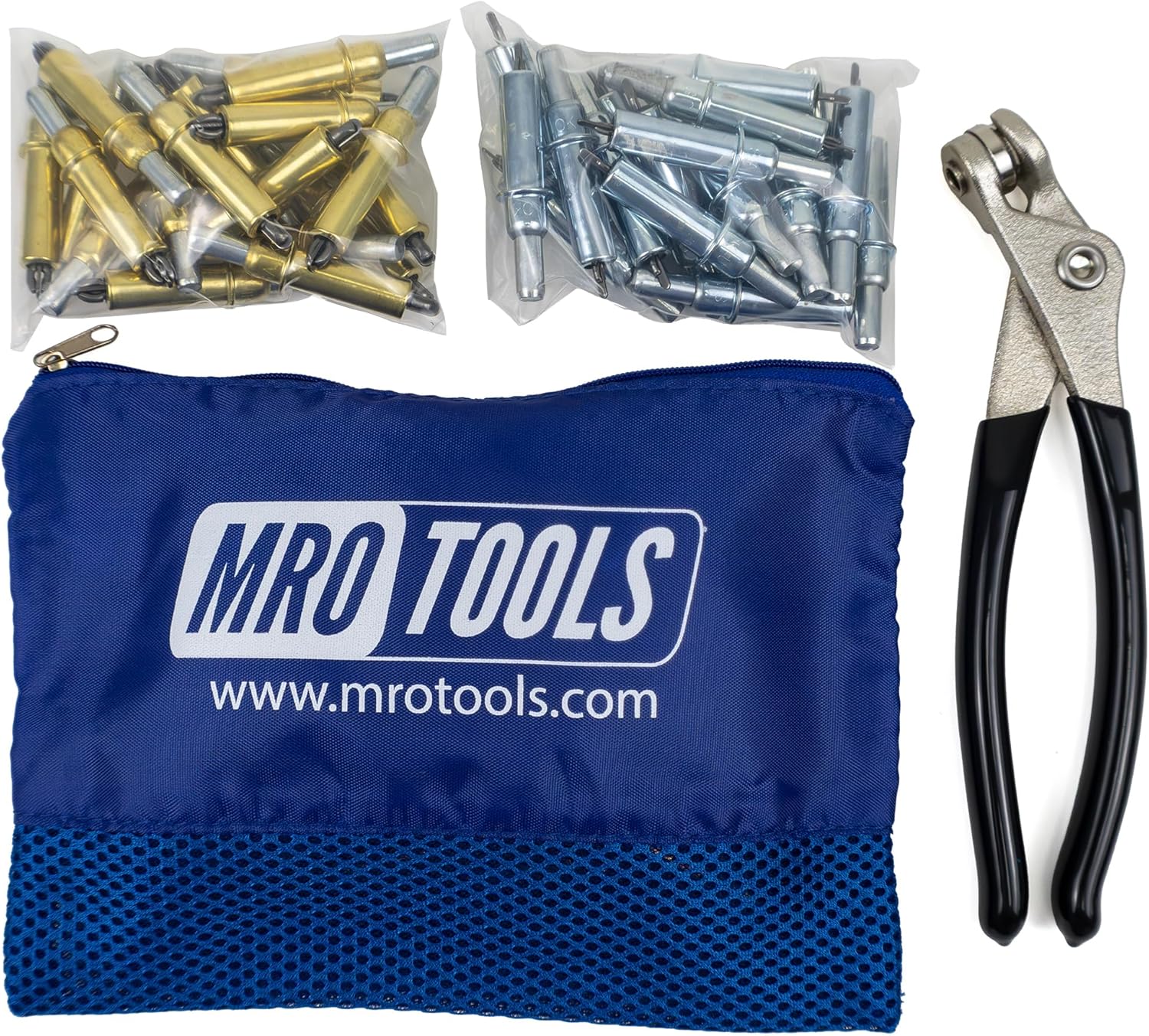 20 1/8 & 20 5/32 Standard Cleco Sheet Metal Fasteners + Cleco Pliers w/Carry Bag (K4S40-2)