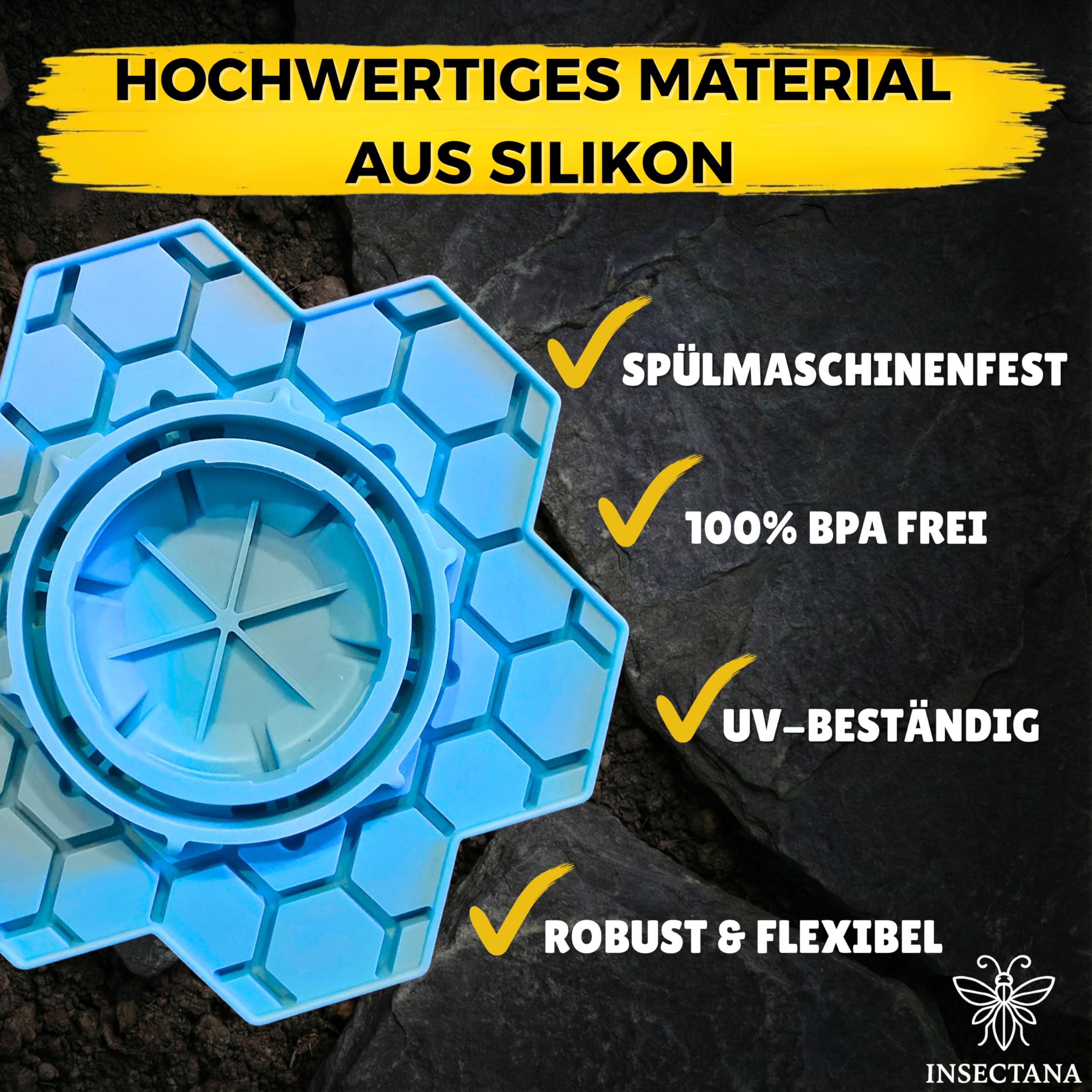 Bienentränke 2er Set Blau – Insektentränke aus BPA-freiem Silikon für Garten & Balkon – Wasserspender für Bienen Hummeln Schmetterlinge – UV-beständig Spülmaschinenfest Imker Zubehör