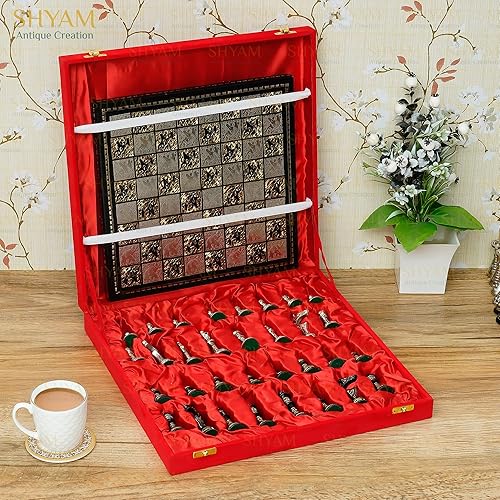 Miniatura 6 de Collectible Premium Luxury Brass Chess Pieces Chess Set Board Game Chess Sets for Adults, Kids Gift (14X14X5)