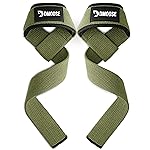 DMoose Fitness Lifting Straps - 4mm Neoprene Padded Wrist Straps for Weightlifting & Powerlifting - Cotton Lifting Strap with Silicone Grip for Men & Women (Military Green)