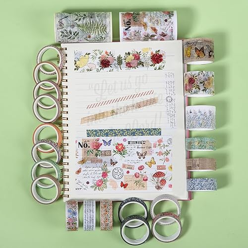 Vista 154 de Mr. Pen - Juego de cintas Washi, 21 rollos, tamaños surtidos, cinta washi floral para diario