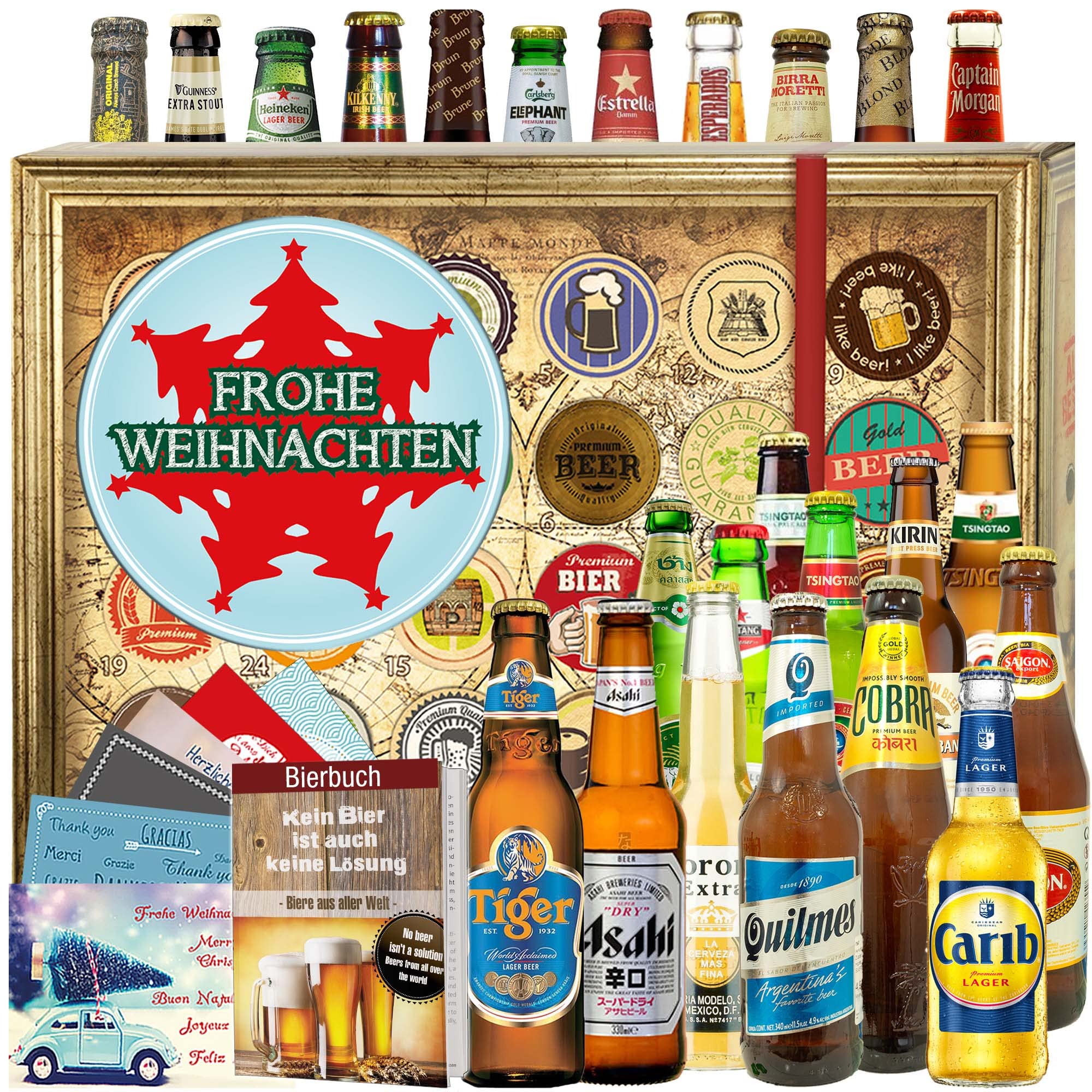 Tannenbaum - Bier aus aller Welt 24x - Geschenke Set Weihnachten - Adventskalender Bier 2024 2025