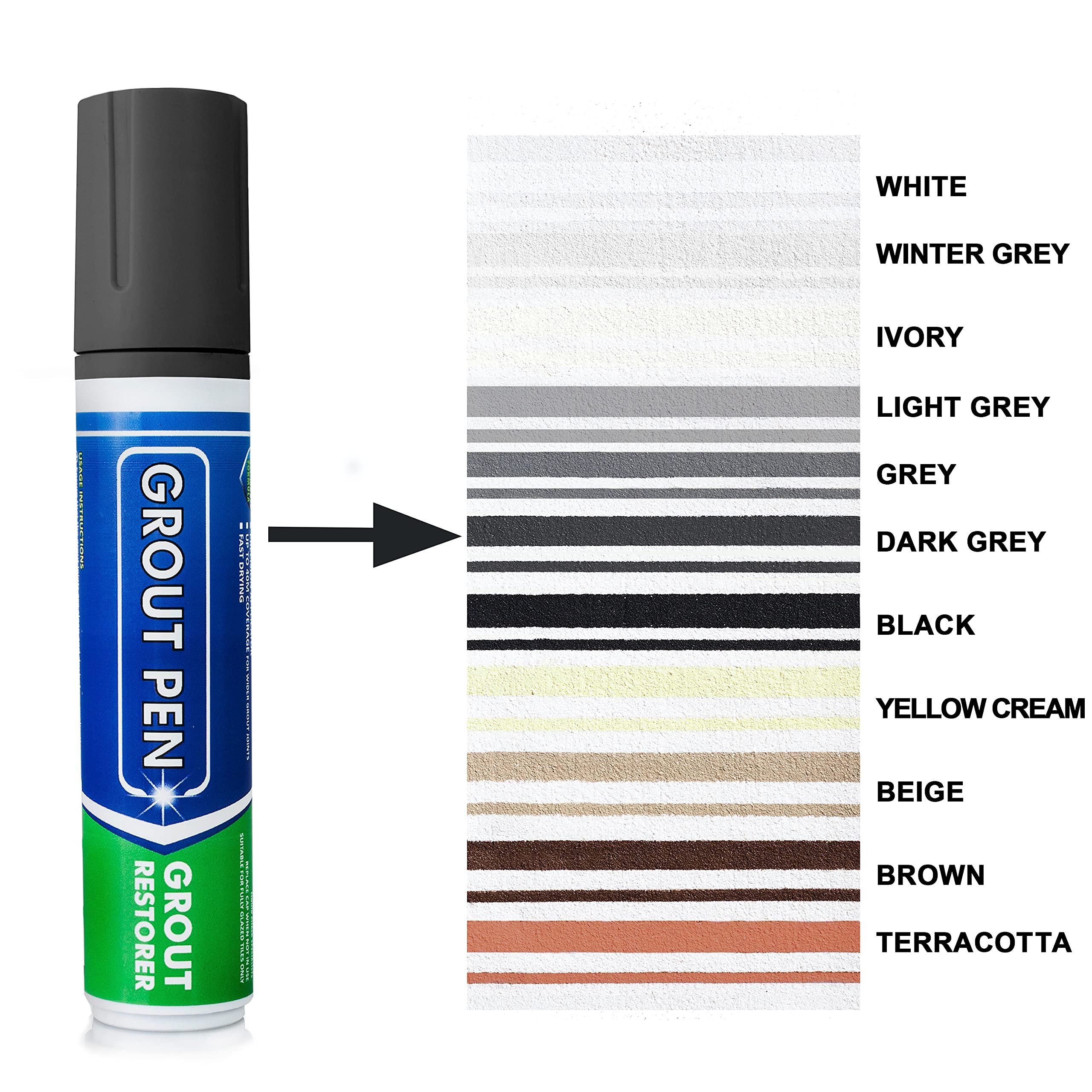 Rainbow Chalk Large Grout Pen Revives & Restores Stained Tile Grout