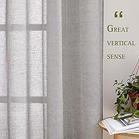Vista 224 de NICETOWN Cortinas semitraslúcidas con textura de lino, con ojales, tratamiento de ventanas, cortinas verticales de lino con filtro de luz para sala