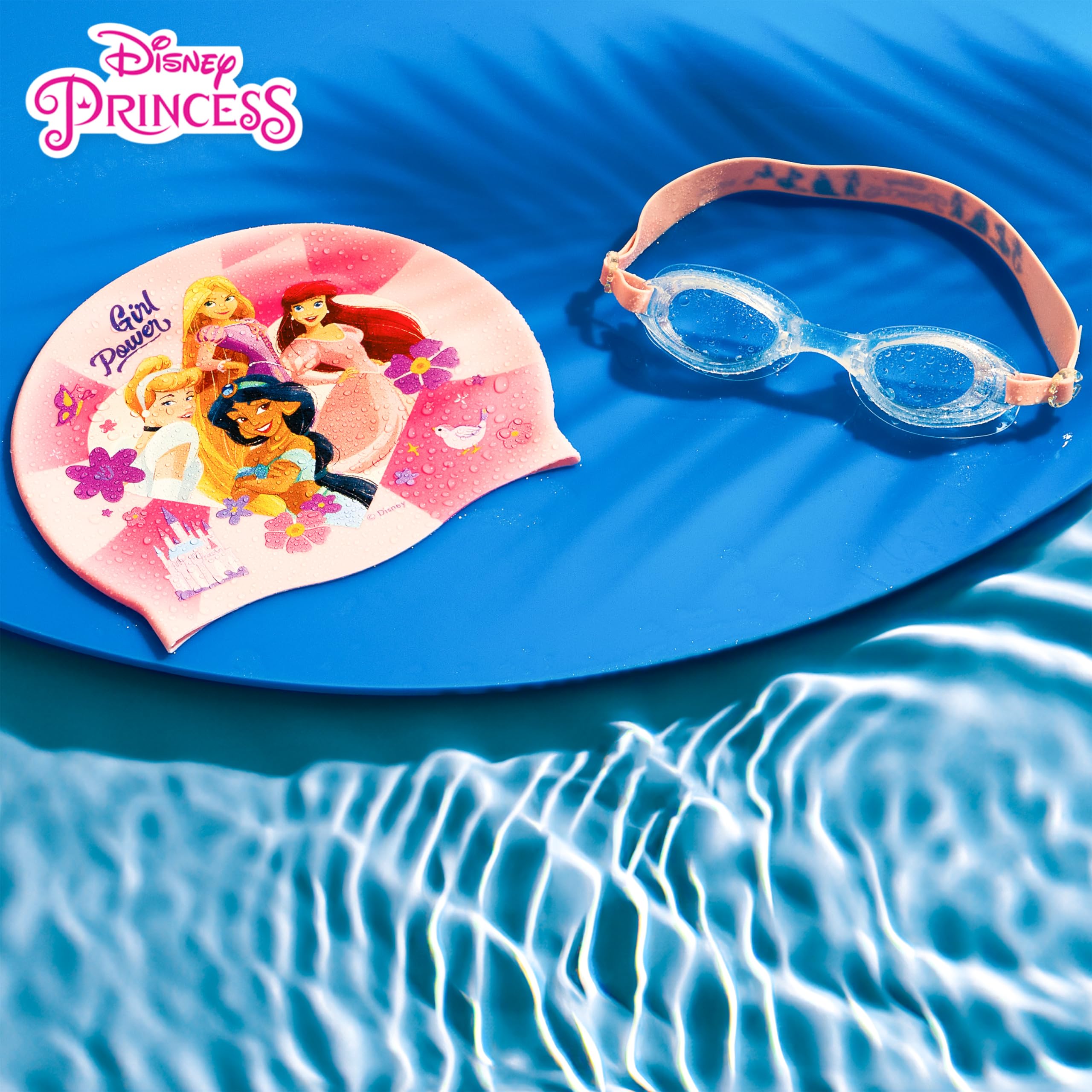 Disney Children's Swimming Goggles and Swimming Cap Set Anti-Fog UV Protection (Pink Princess, 3-6 Years) - Image 2