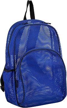 Eastsport Heavy Duty Mesh Sport Backpack Daypack Bookbag Bag See Through for Travel, Swim, Gym, Beach, 17.5 Inches, Blue