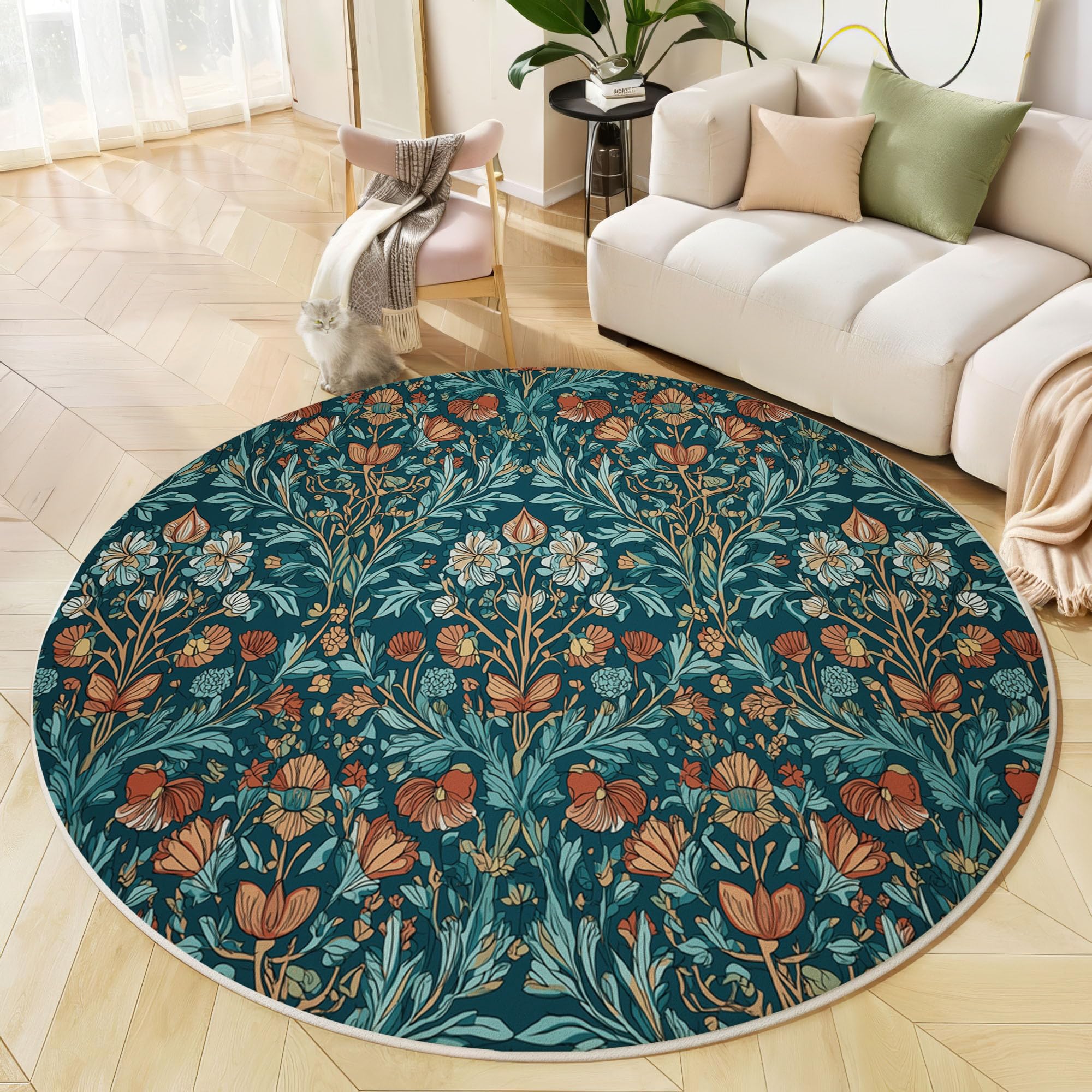 Tapis rond salon 100cm pour créer un coin lecture cosy dans la chambre