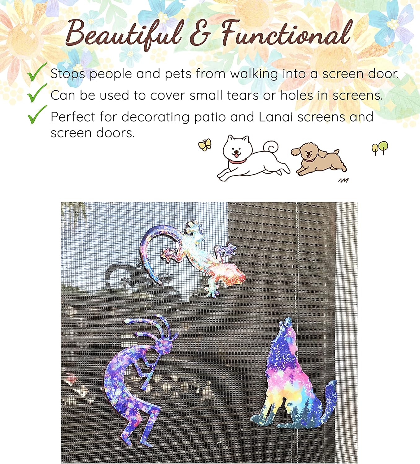 Sonoran Souvenirs Rainbow Gecko Magnet - Heavy Duty Glossy Finish, 4" H x 2.75" W, Die-Cut Design, Magnetic Decor, Set of 2, Screen Door Mesh Indicator, Indoor/Outdoor (Pack of 2)
