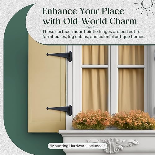 Miniatura 6 de Renovators Supply Manufacturing Bisagra de pasador de hierro forjado de 11 pulgadas x 2 58 pulgadas para persianas, puertas exteriores de ventanas o