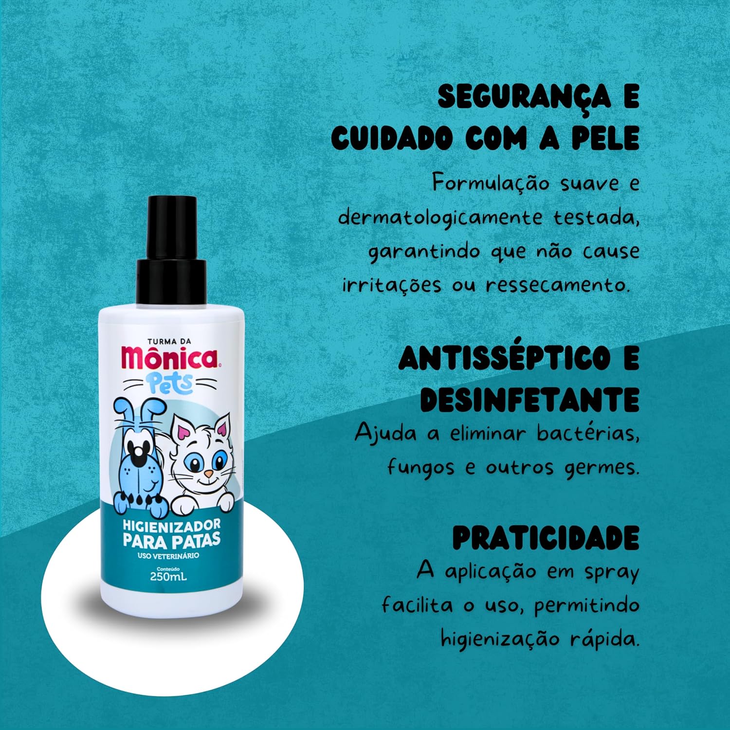 Turma da Mônica Pet Higienizador De Patas Para Cães E Gatos Turma Da Mônica 250 Ml Azul Turma da Mônica Pet Higienizador De Patas Para Cães E Gatos Turma Da Mônica 250 Ml Azul