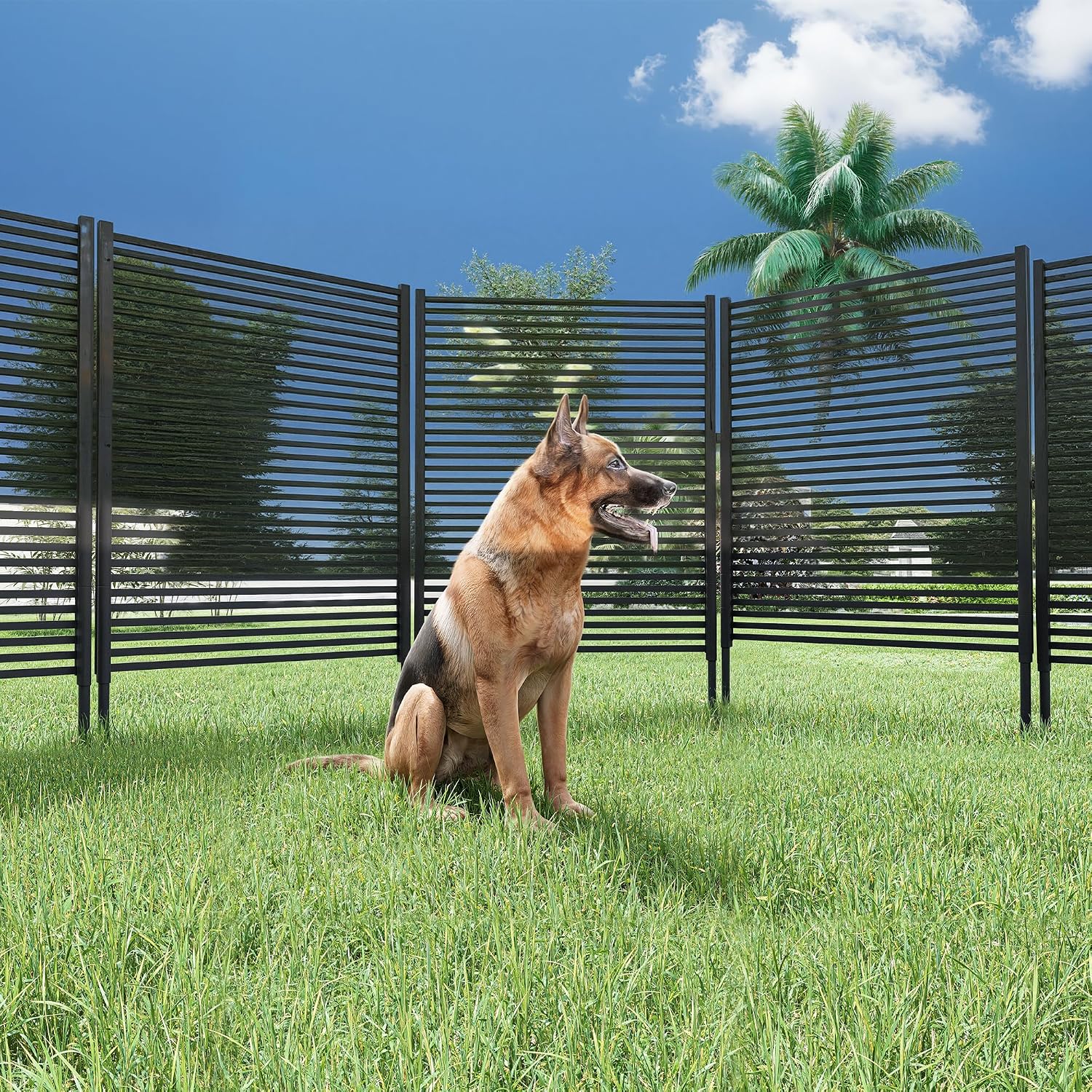 Outdoor Privacy Screen - 47"X71" Freestanding Metal Fence Panel for Patio & Garden, Rust-Resistant Weatherproof Trellis Divider with Airflow Design, Brown
