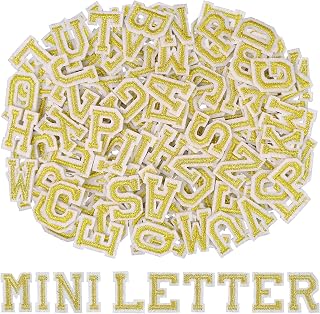 130Pcs Iron on Letters 0.7 Inch Embroidered Alphabet Letter Patches Gold | Mini 0.7 inch iron on letters, 5 sets of 26 alphabet letters, can be ironed on or sewed on, firm adhesion, machine washable