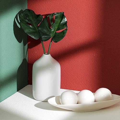 Miniatura 3 de Hosley Jarrón de cerámica blanca de 8 pulgadas de alto. Regalo ideal para arreglos florales, florero floral de boda, florero votivo para jardín,