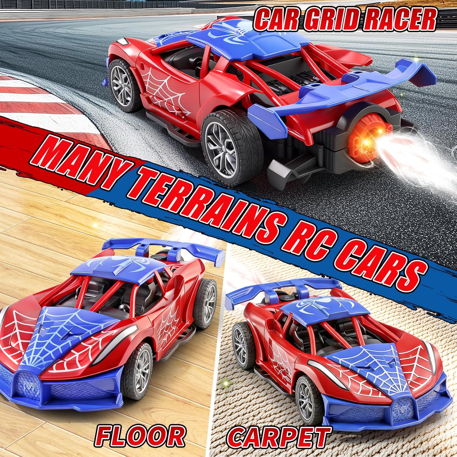 2.4GHz RC Small Drift Car,1：18 Cool Spider Remote Control Car with Glowing Tail Light & Mist, Rechargeable Spider Toys Vehicles Gifts for 3 4 5 6 7 8 9 10 11 12Year Old Boys Age