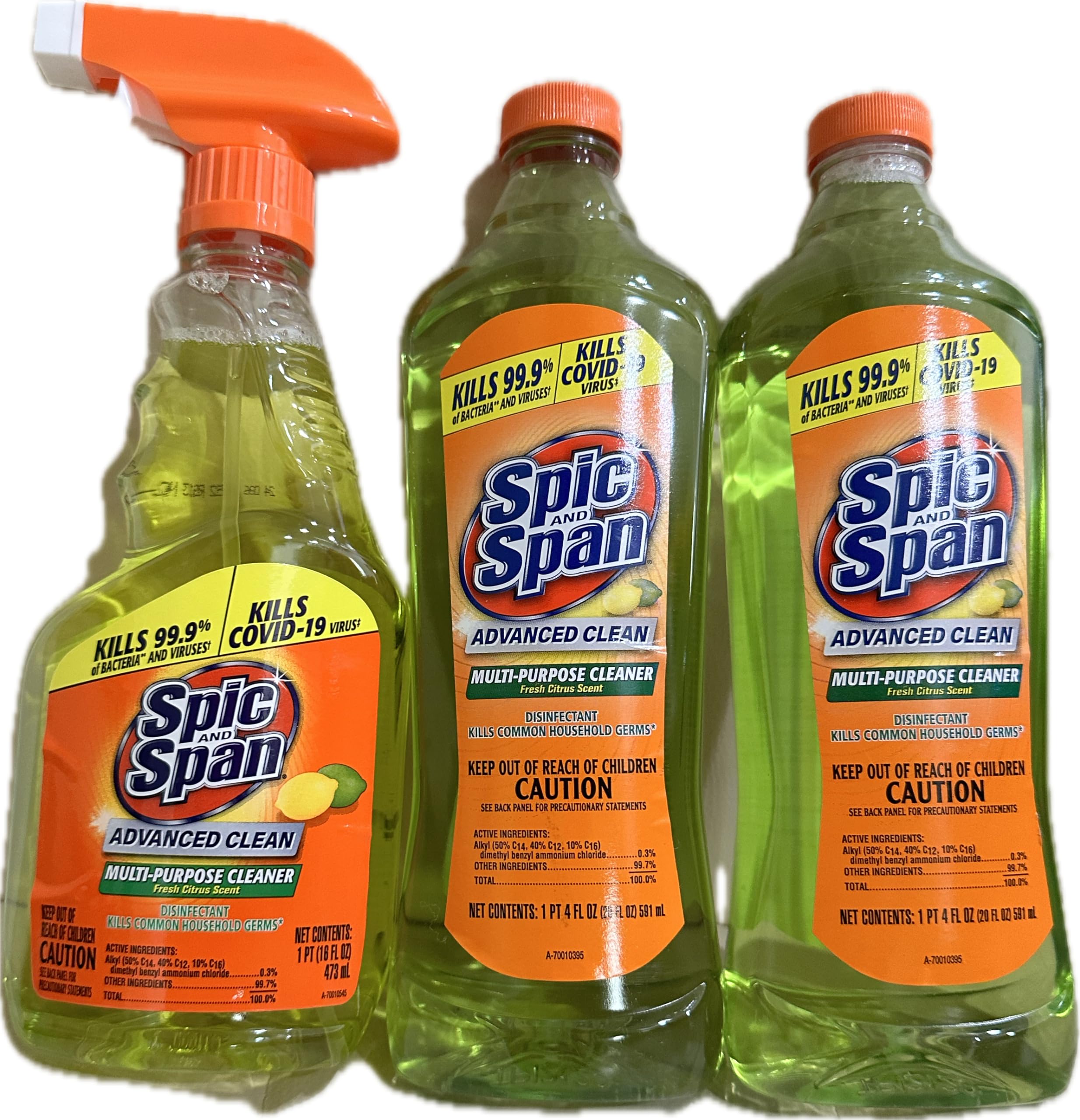 Generic Spic n Span Fresh Citrus Multi Purpose Cleaner - Lot of 3-16 oz spray & (2) 20 oz refill