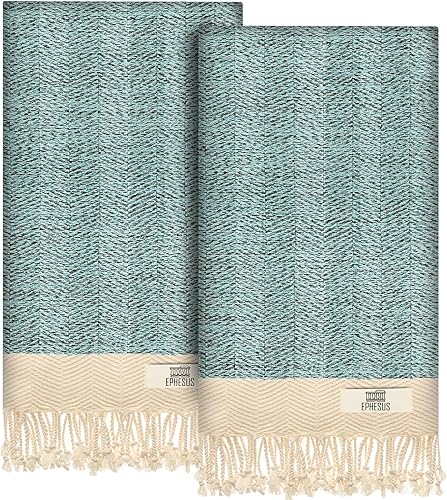 Toallas de mano – Juego de 2 | 18 x 30 pulgadas – Toalla de mano turca decorativa para baño, cocina, invitados, cara, cabello, té, paño de cocina