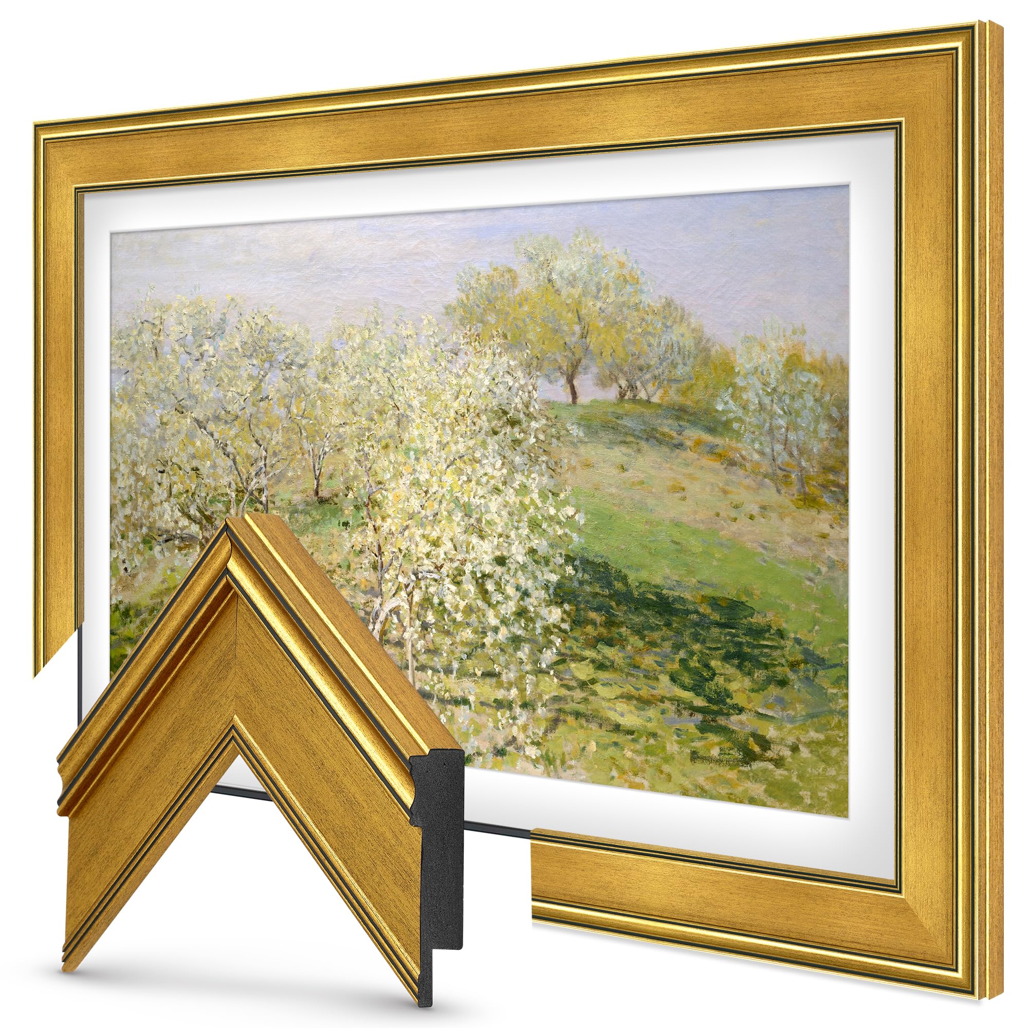 Frame My TV Deco TV Frames - Antique Gold Smart Frame Compatible Only with Samsung The Frame TV (3" Color Chip)
