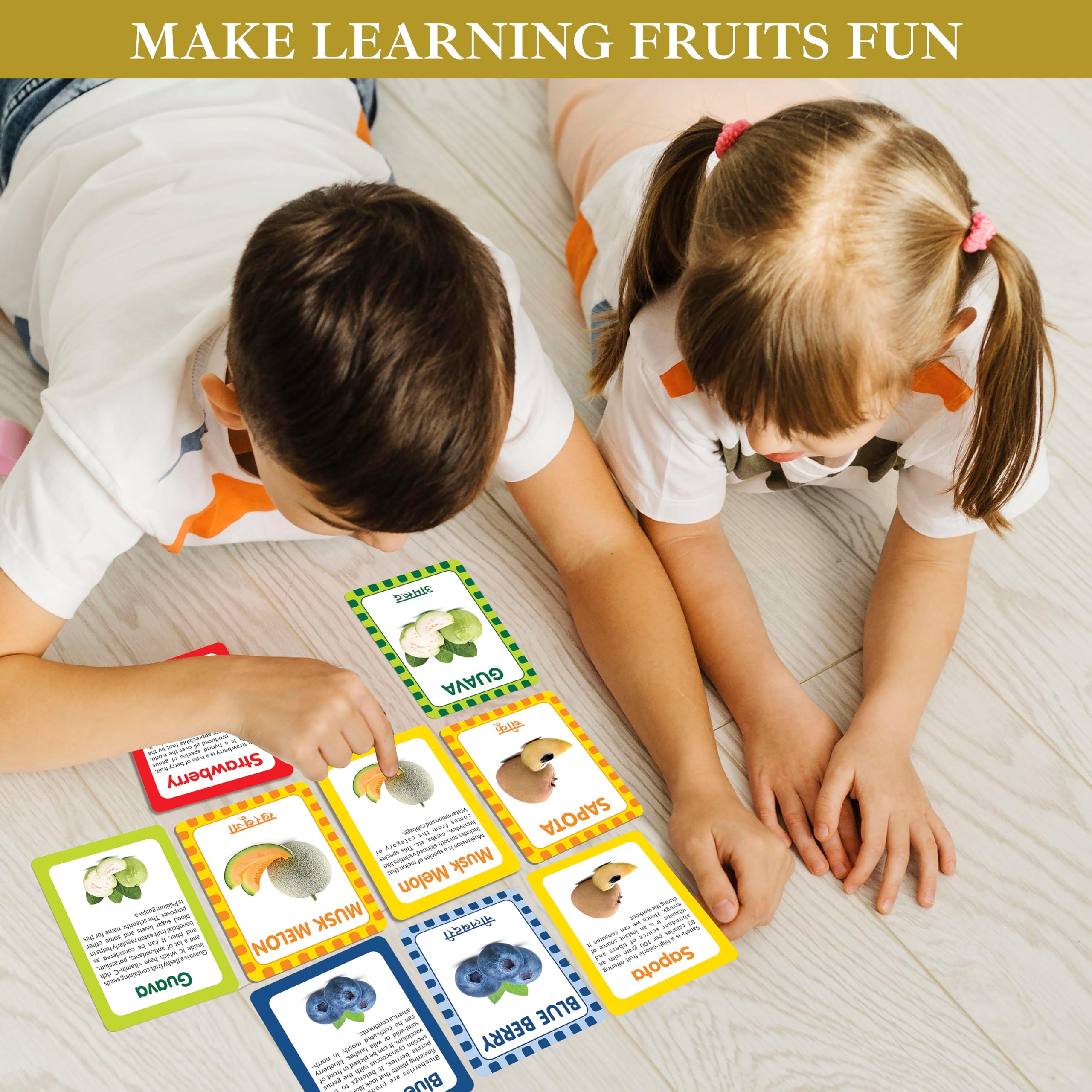 Wonder Hub Fruits Flash Cards for Toddlers Early Learning Flash Cards for Brain Development of Preschool Kids Kids Early Learning Easy & Fun Way of Learning Pack of 28 Durable & Water Resistant 3