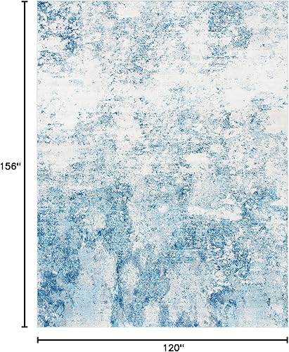 Miniatura 188 de SAFAVIEH Brentwood Collection - Alfombra de área de 9 x 12 pies, gris claro y azul, diseño abstracto moderno, no desprende pelusa y de fácil azul