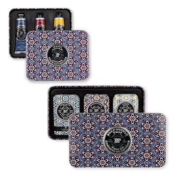La Chatelaine Red Mosaic Hand Cream Trio and Luxury Soap Trio Gift Sets l Made in France | Plant-Based | Enriched with Organic Shea Butter