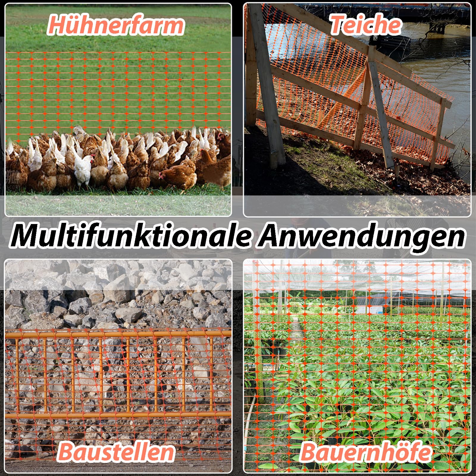 ACXIN Valla de seguridad 1 x 80 m, malla de 75 x 35 mm (largo x alto), red de aves, valla de advertencia para jardín, construcción, granja, sin flejes, naranja, 1 rollo
