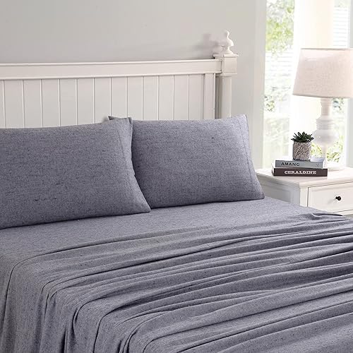 Lodge & Linen Flannel Sheets King Size Rich Cotton -High GSM Flannel Bed Sheet Deep Pockets - Warm & Cozy Flannel Sheet Set for All Seasons
