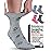 Pembrook Ankle Diabetic Socks for Women & Men - 4 Pairs Flowers (Gray, Dark Gray, Purple, Pink), Moisture-Wicking, Wide Top, Quarter Non Binding Socks