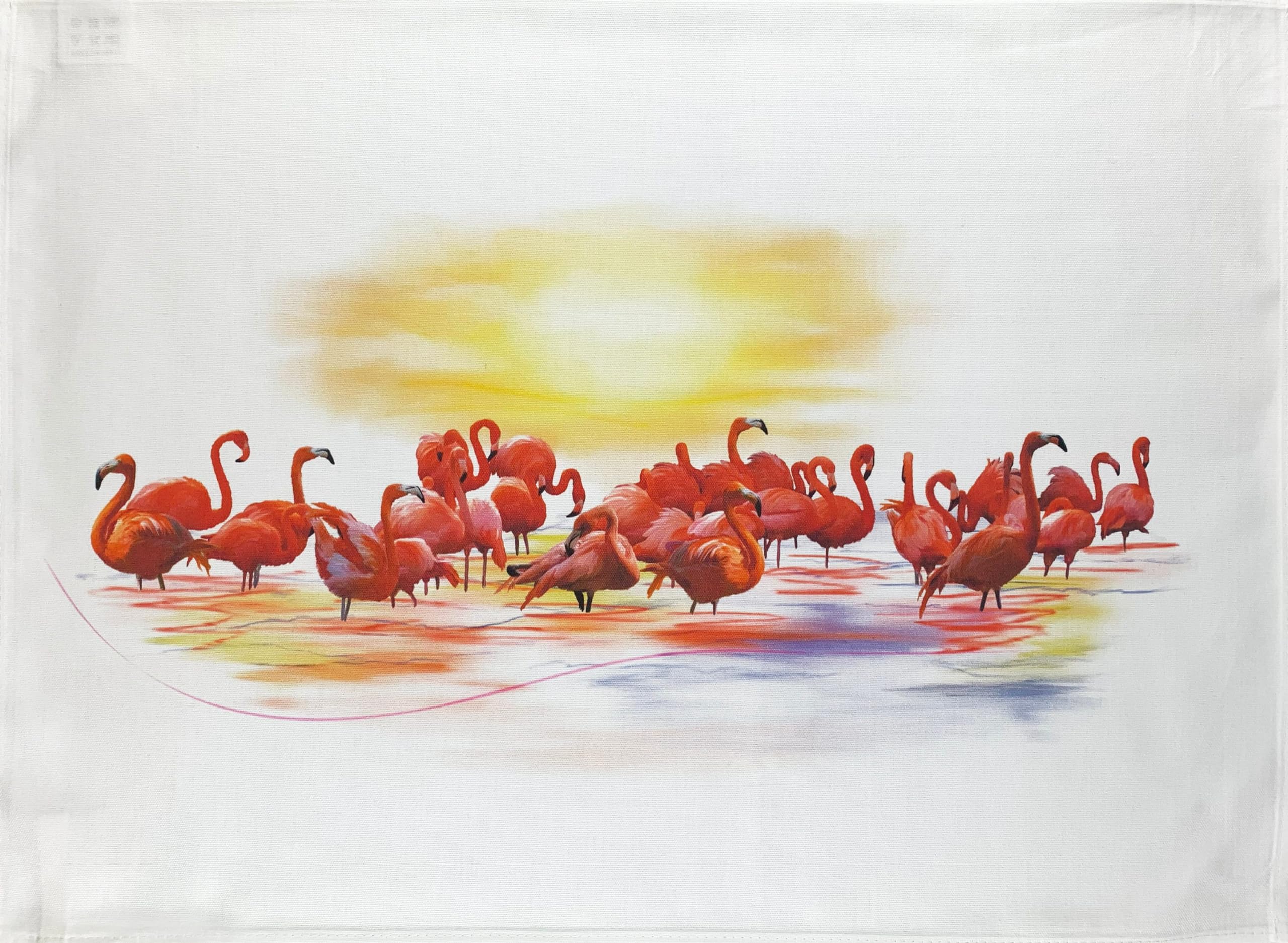 Half a Donkey A Flamboyance of Flamingos large cotton tea towel