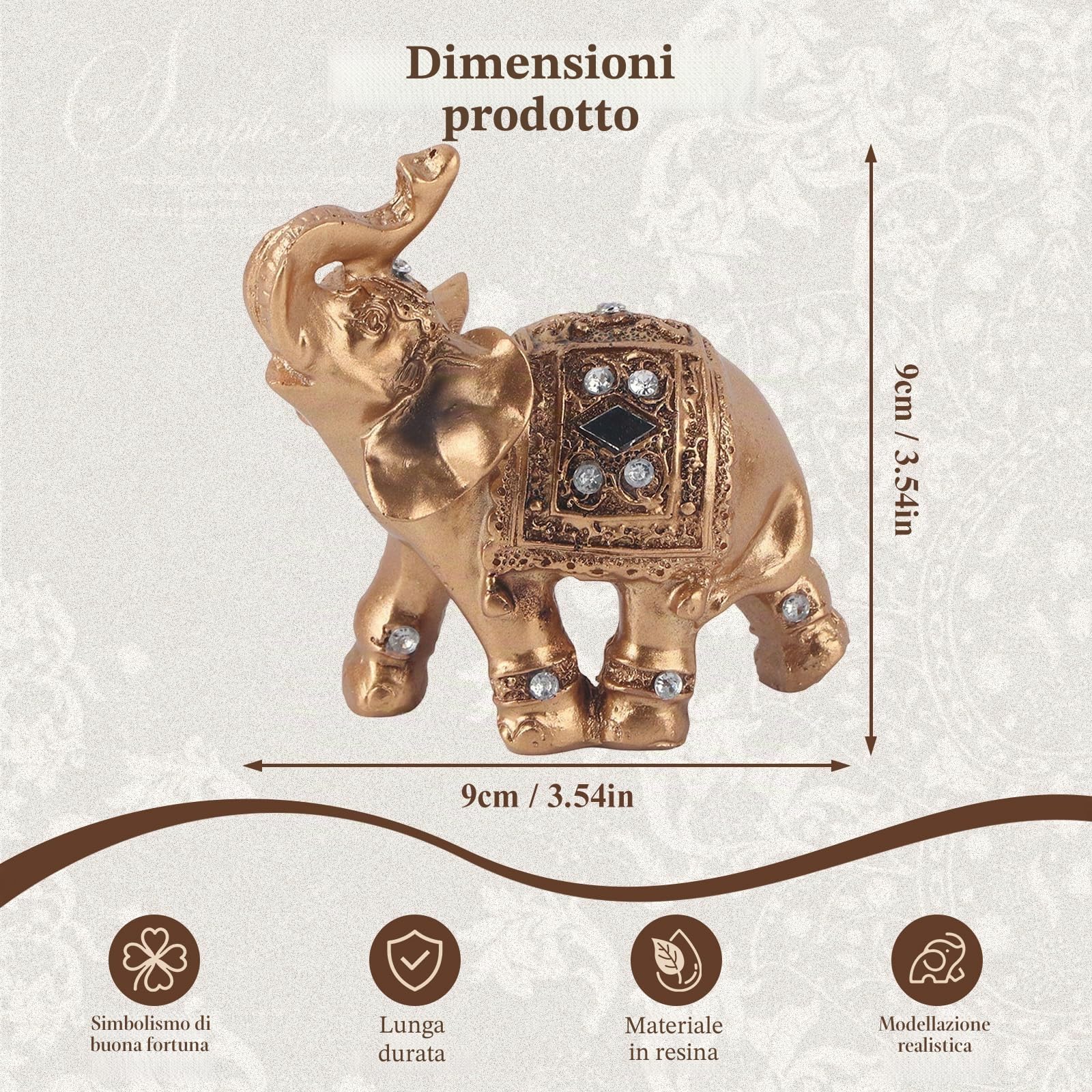 Buachois Elefante Statua,Golden Polyresin Elephant Statue,Fortunato Feng Shui Elefante Scultura,Fortunato da collezione Figurine Regalo Home Decor Feng Shui Ornament Arredamento Desktop