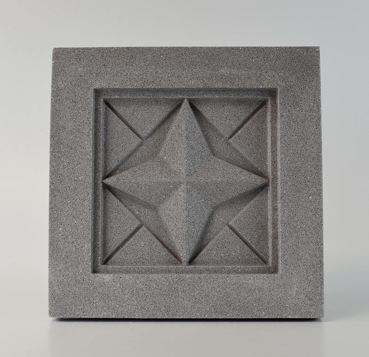 Sculpted Architectural Bas Relief 3D Tile Plaque Ornament, Solid Cast Stone, Parquetry Design, 9.5"x9.5" for Wall Hanging or Tabletop Display (White with Keyhole)