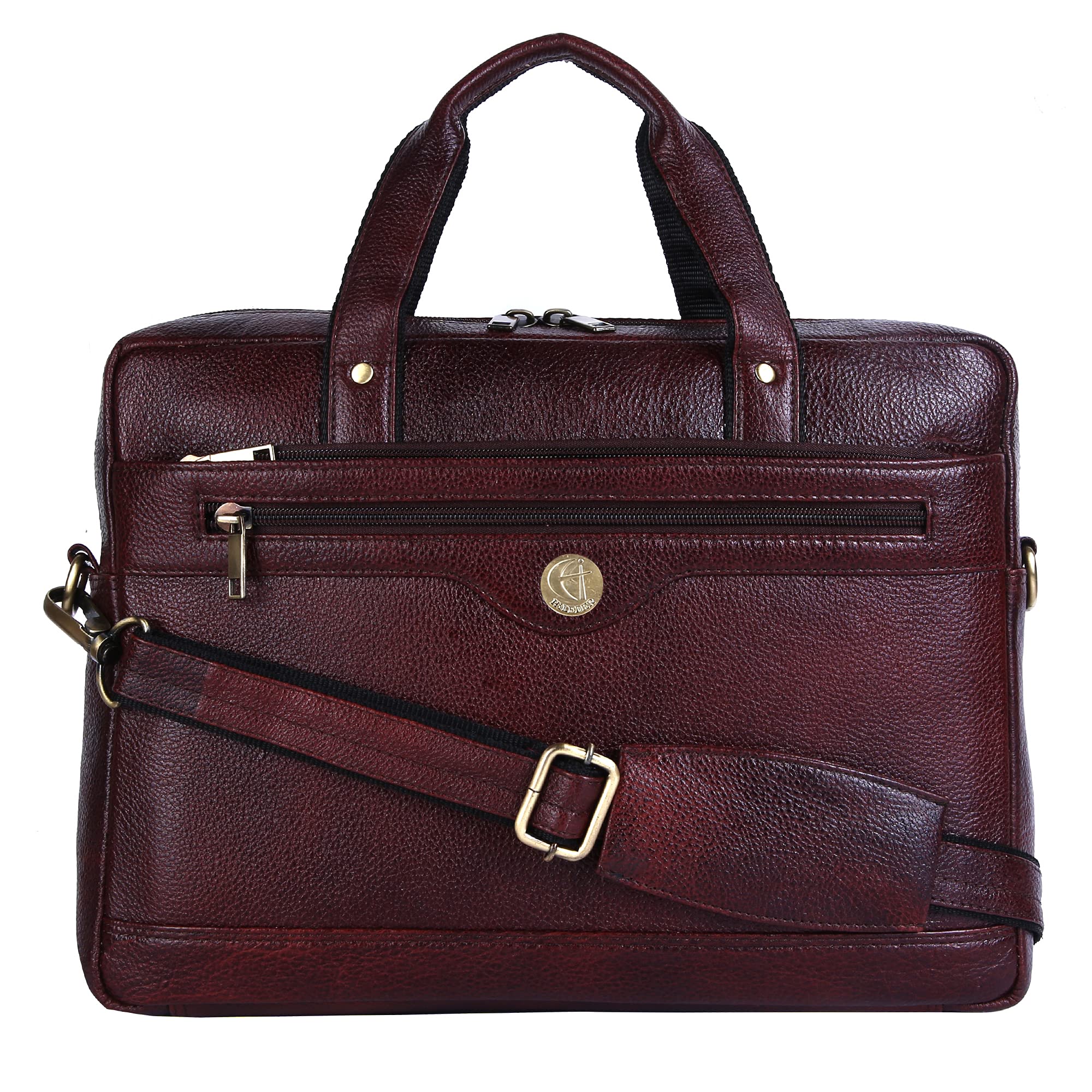 HiLeder 100% Pure Genuine Leather Stylish 14.5 Inches Briefcase Laptop Satchel Messenger Travel Office Bag (Brown) (B07FC3V2H5) Amazon Price History, Amazon Price Tracker