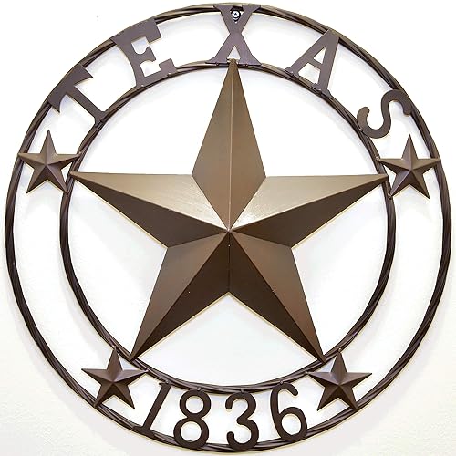 BestGiftEver Metal Star Outdoor 24 in. Circle with Texas 1836