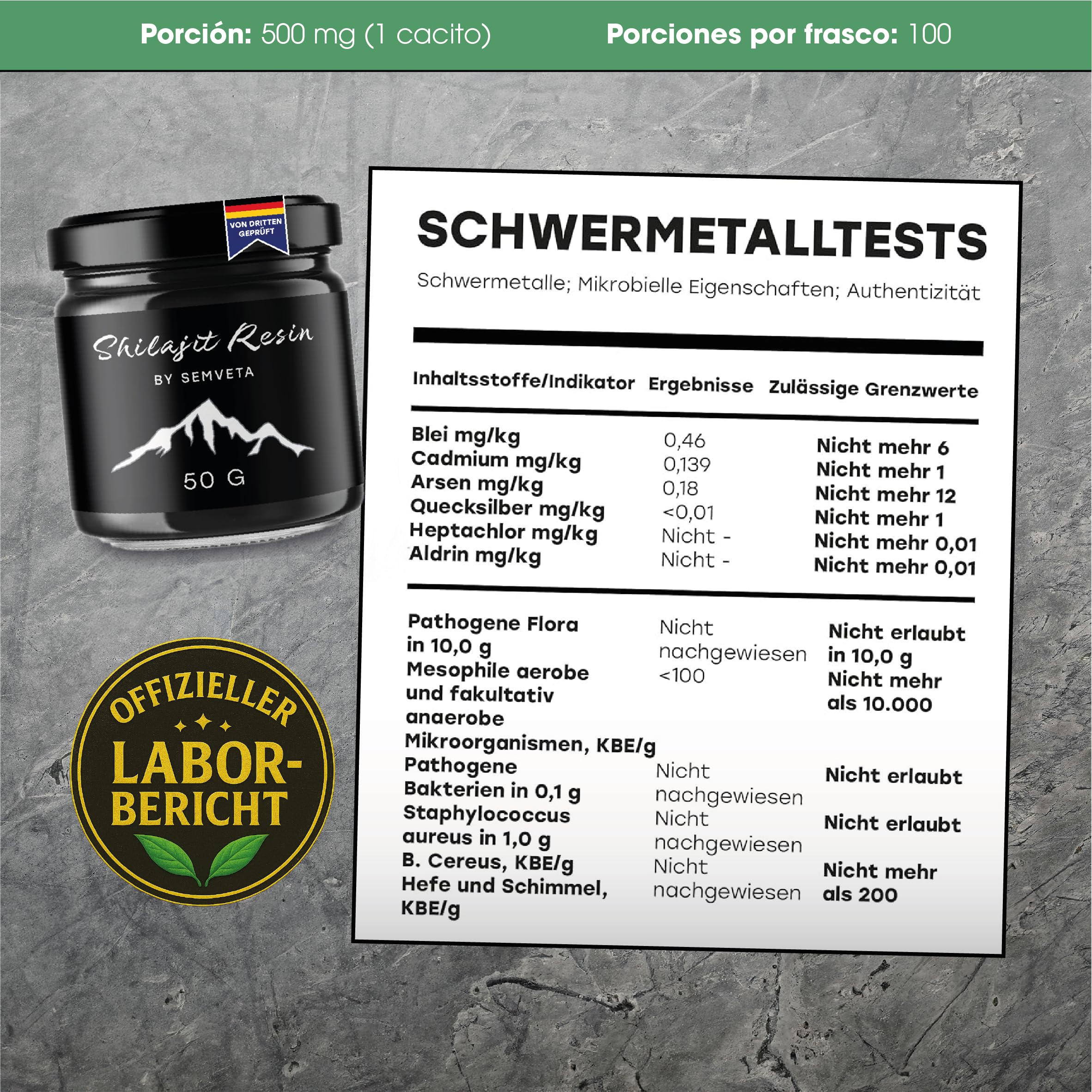 Semveta Original Altai Shilajit - 50g Hochwertiges Harz, 87+ Mineralien, Fulvinsäure - Schwermetallgeprüft & Kaltwassergefiltert - Natürlich - Für Vitalität, Klarheit & Immunsystem - 4 Monate Vorrat