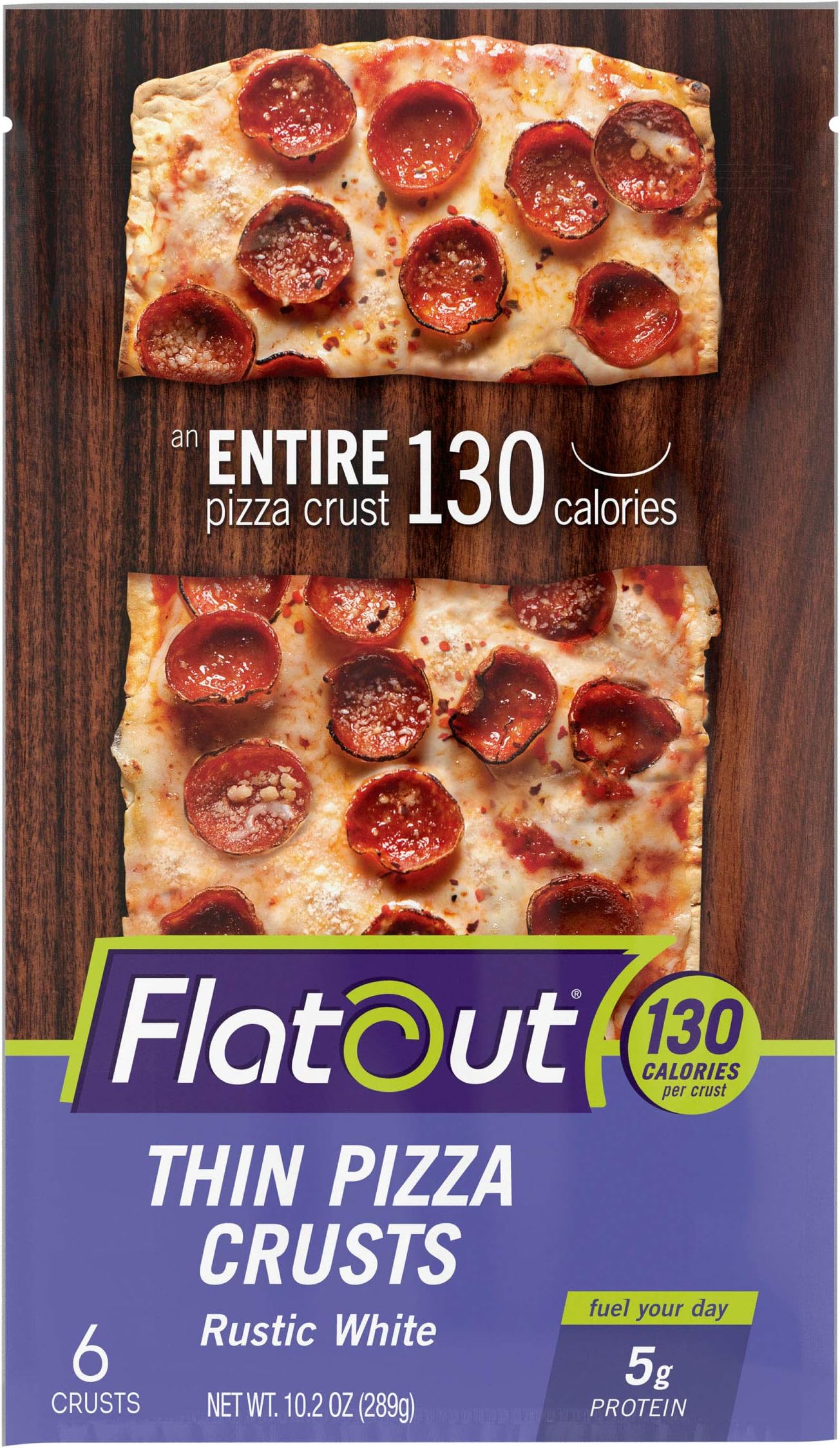 Flatout Thin Pizza Crust, Rustic White (1 Pack of 6 Pizza Crusts)