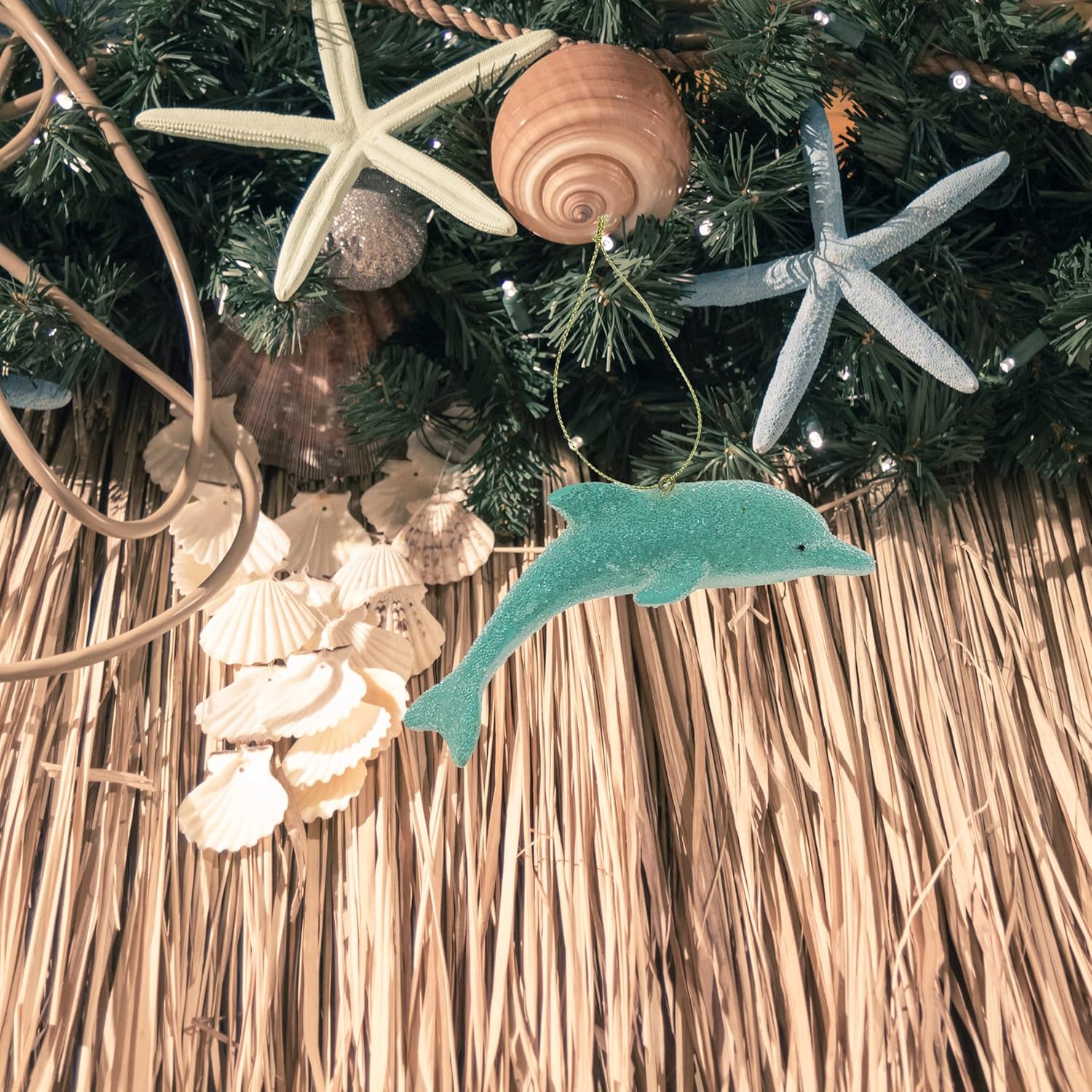 Needzo Aqua Blue Dolphin Christmas Tree Ornament, Festive Ornaments for Nautical Xmas, Hanging Holiday Decoration for Trees and Wreaths, 5.25 inches - Image 6