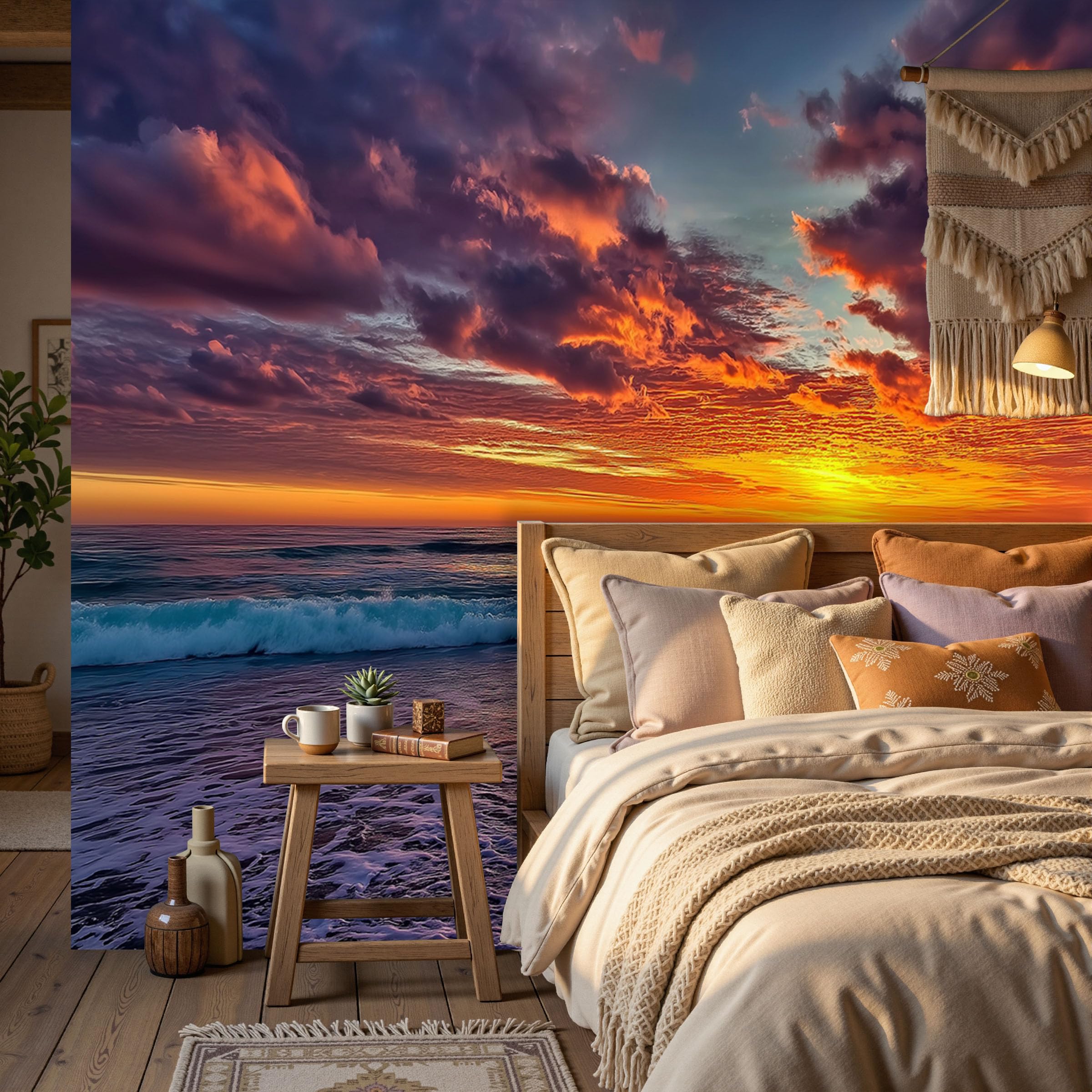 Papier Peint Mural 3D Coucher de Soleil | Intissé 150x105cm