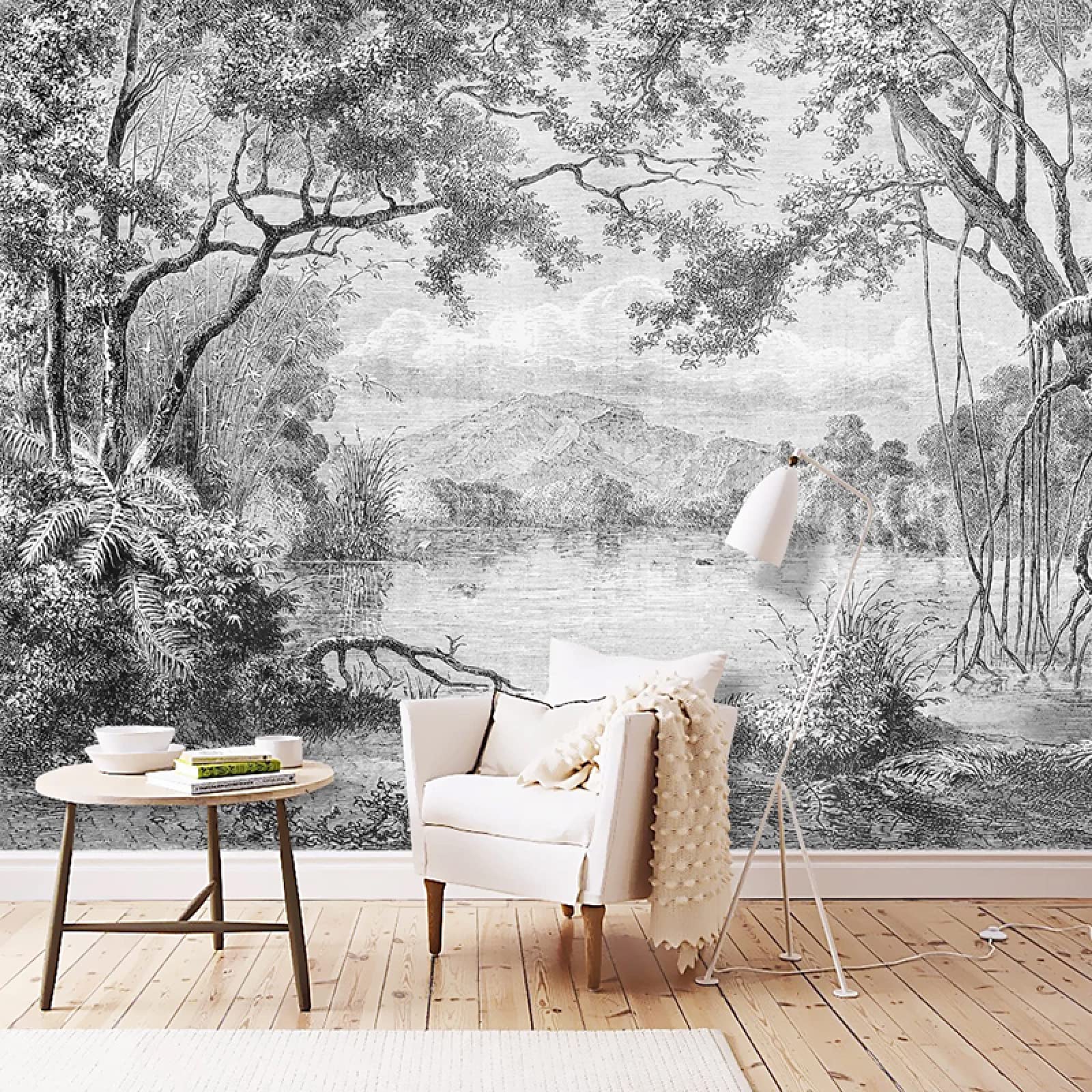 Black And White Forest Wall Mural