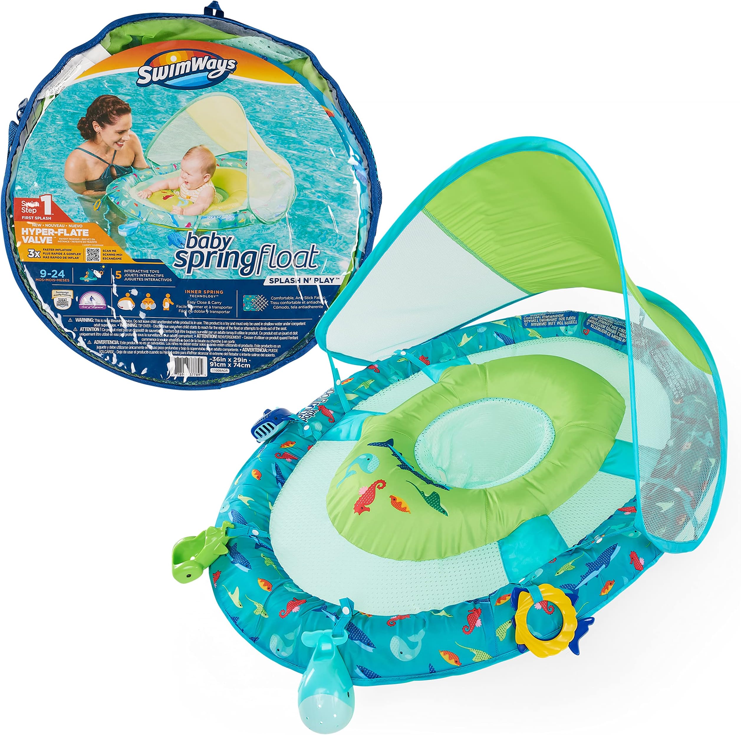 Swimways Sun Canopy Inflatable Toddler Spring Float - Splash N Play