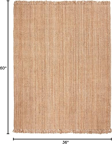 Miniatura 9 de Safavieh Natural Fiber Collection - Alfombra de pasillo de 2 pies 6 pulgadas x 8 pies, natural, hecho a mano, yute con flecos, ideal para zonas de