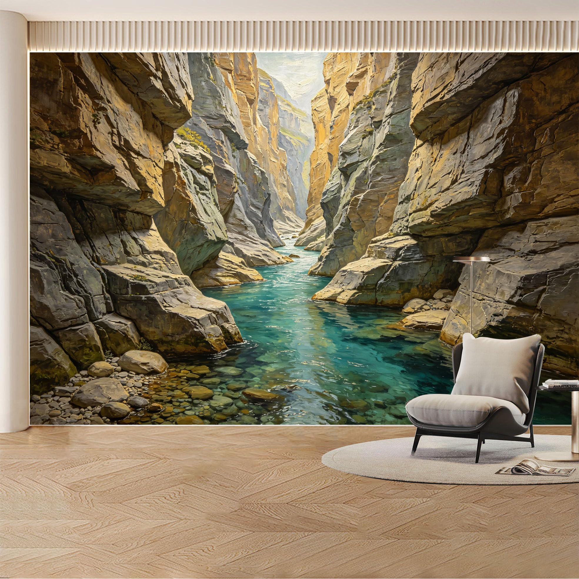 Custom Wall Mural Wallpaper Canyon River Landscape 3D Effect Large Wall Art Mural Design Nature Luxury for Living Room， Bedroom， Office
