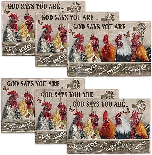 Miniatura 39 de Juego de 4 manteles individuales florales y colibríes, lavables, para decoración del hogar, fiesta, interior, cocina, comedor, 12 x 18 pulgadas