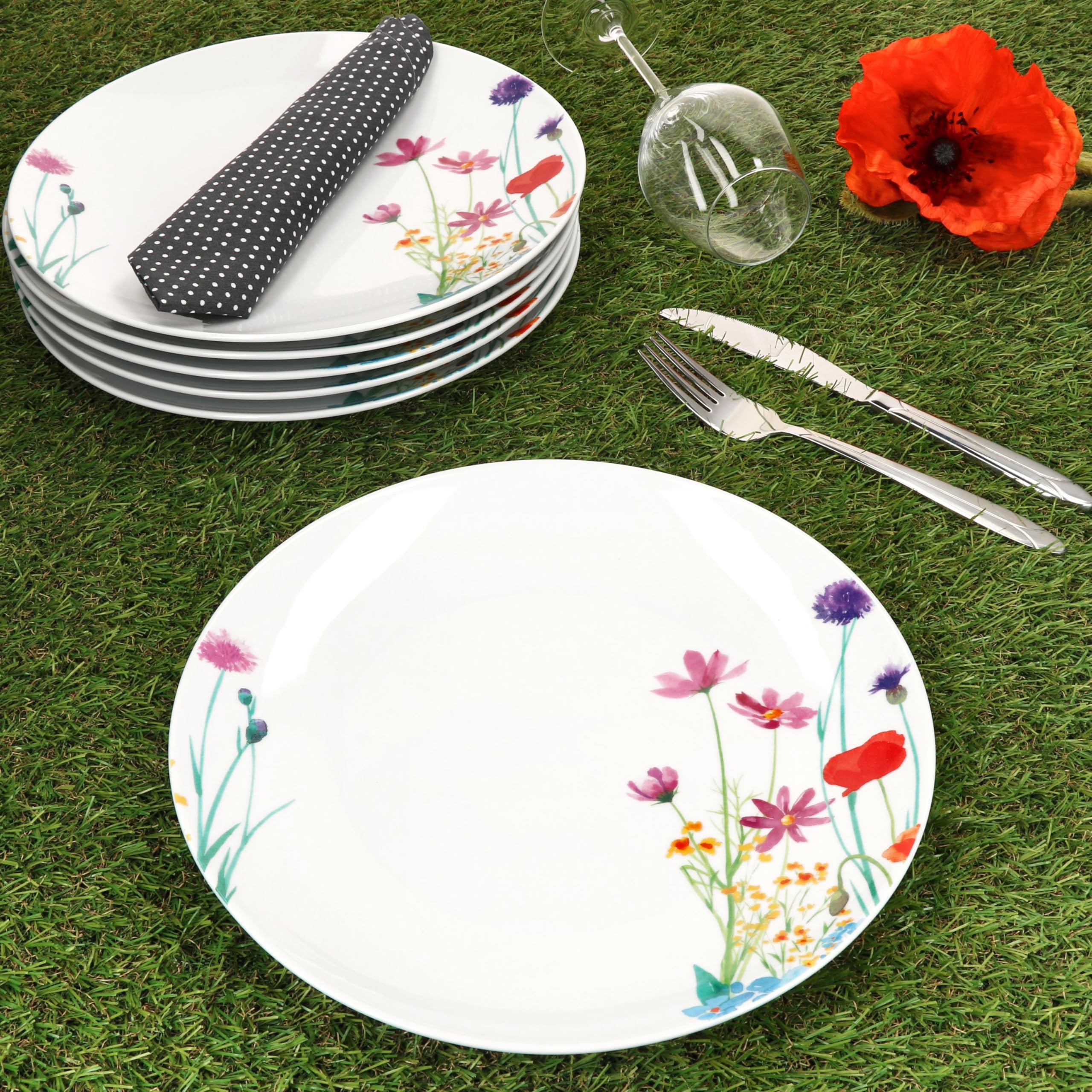 Marie Servizio Porcellana 30 Pezzi | Decorazione Prato Floreale, Per 6 Persone - Foto 11