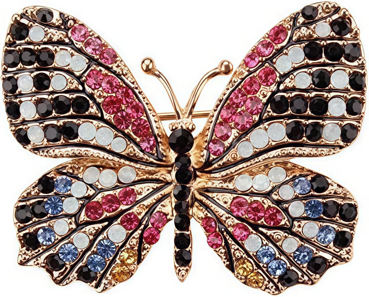 6PCS Multicolor butterfly brooch pins for women fashion butterfly brooches Lapel pins set Crystal Rhinestone Ladies Gorgeous Butterfly Brooch for Bride, Prom, Bridal - Image 7