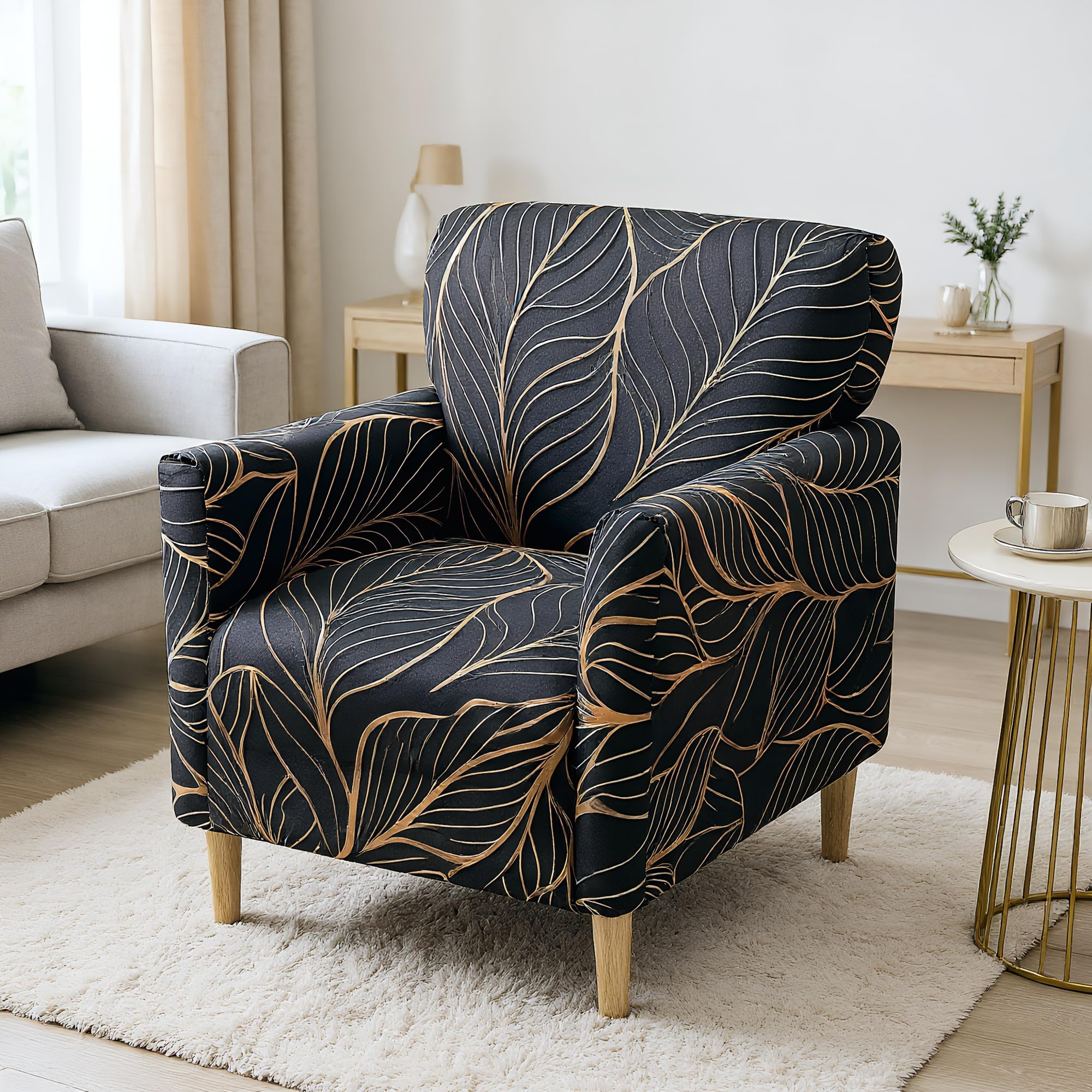 LiveGo Stretch Banquet Armchair Slipcover, Knit Chair Covers with Arms
