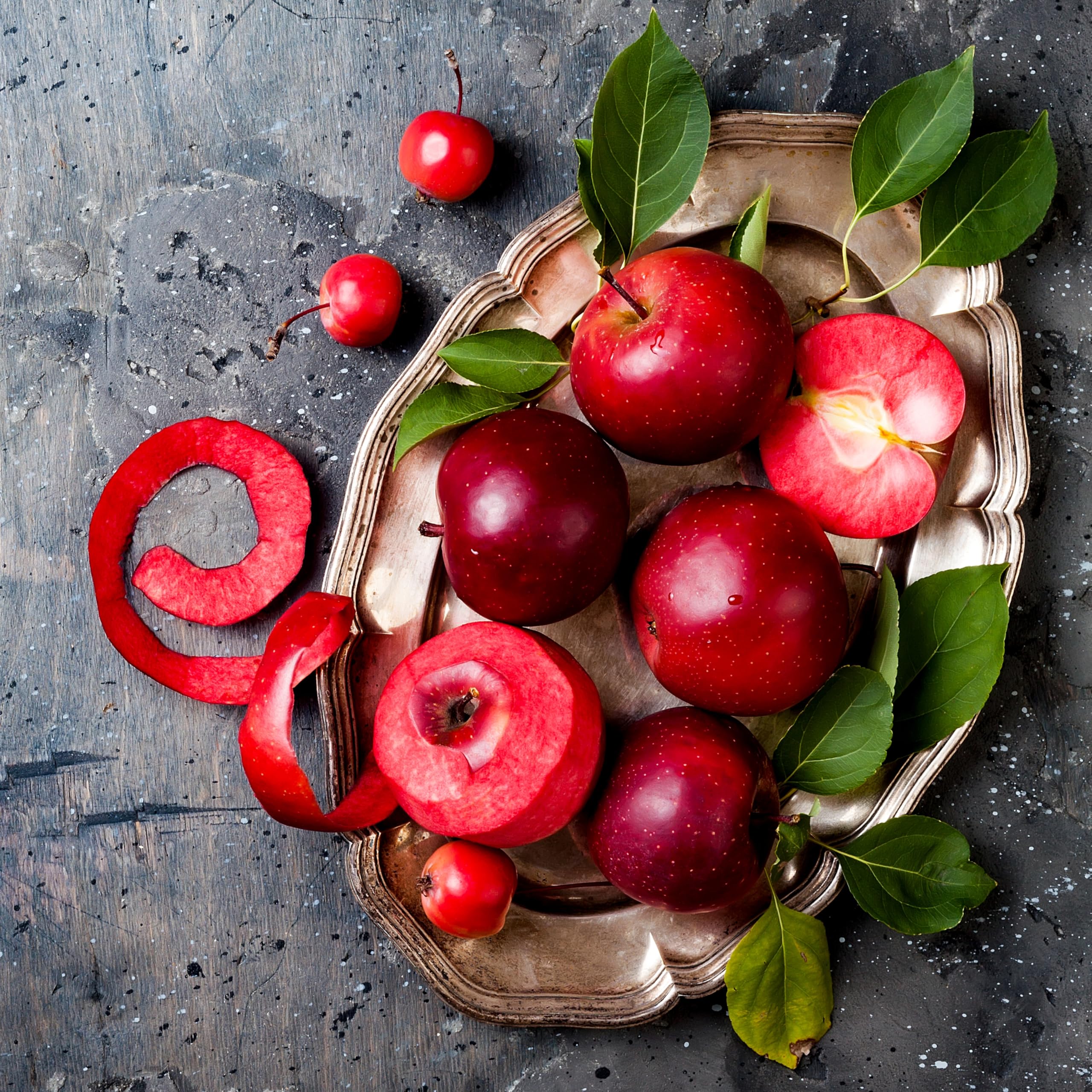 Apple 'Baya Marisa' - Unique Red-Fleshed Apple Tree for Eating and Cooking 9cm Pot x 2 by Thompson & Morgan