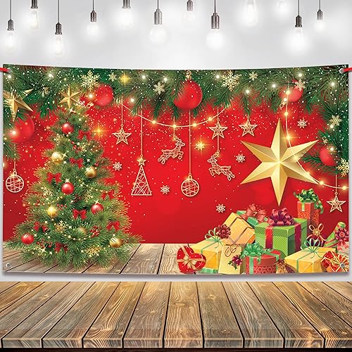 Miniatura 9 de KatchOn, Cartel de Navidad extra grande, 72 x 44 pulgadas, color rojo, tela de tela, incluye rollo de cinta roja, 20 pies, perfecto para