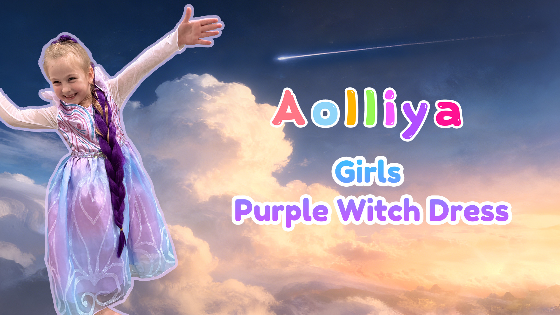 Disfraz de bruja morada para niñas Aolliya miniatura 7