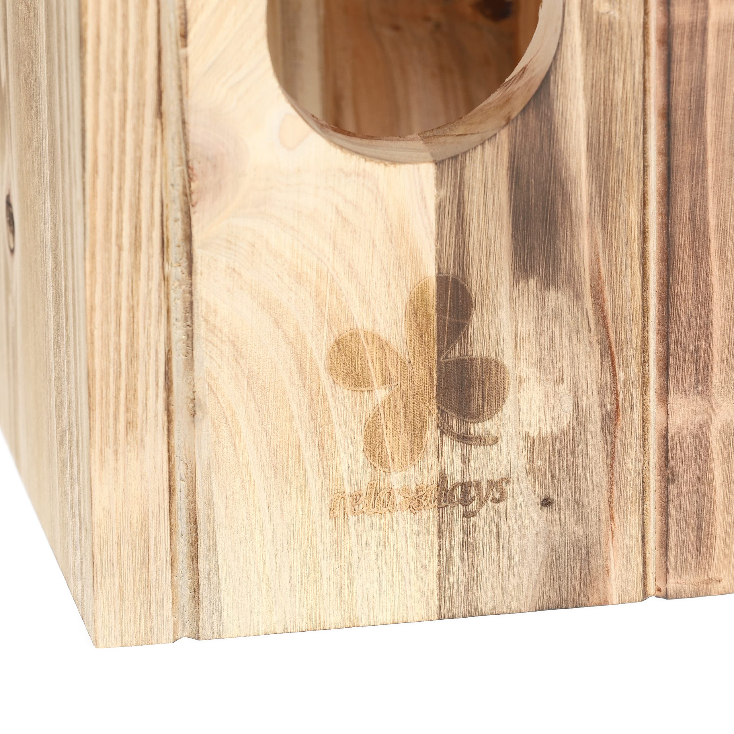 Relaxdays Caseta Nido Pájaro Colgante, Casa Anidación Aves Madera, Pajarera Agujero Entrada 95x55 mm, Natural